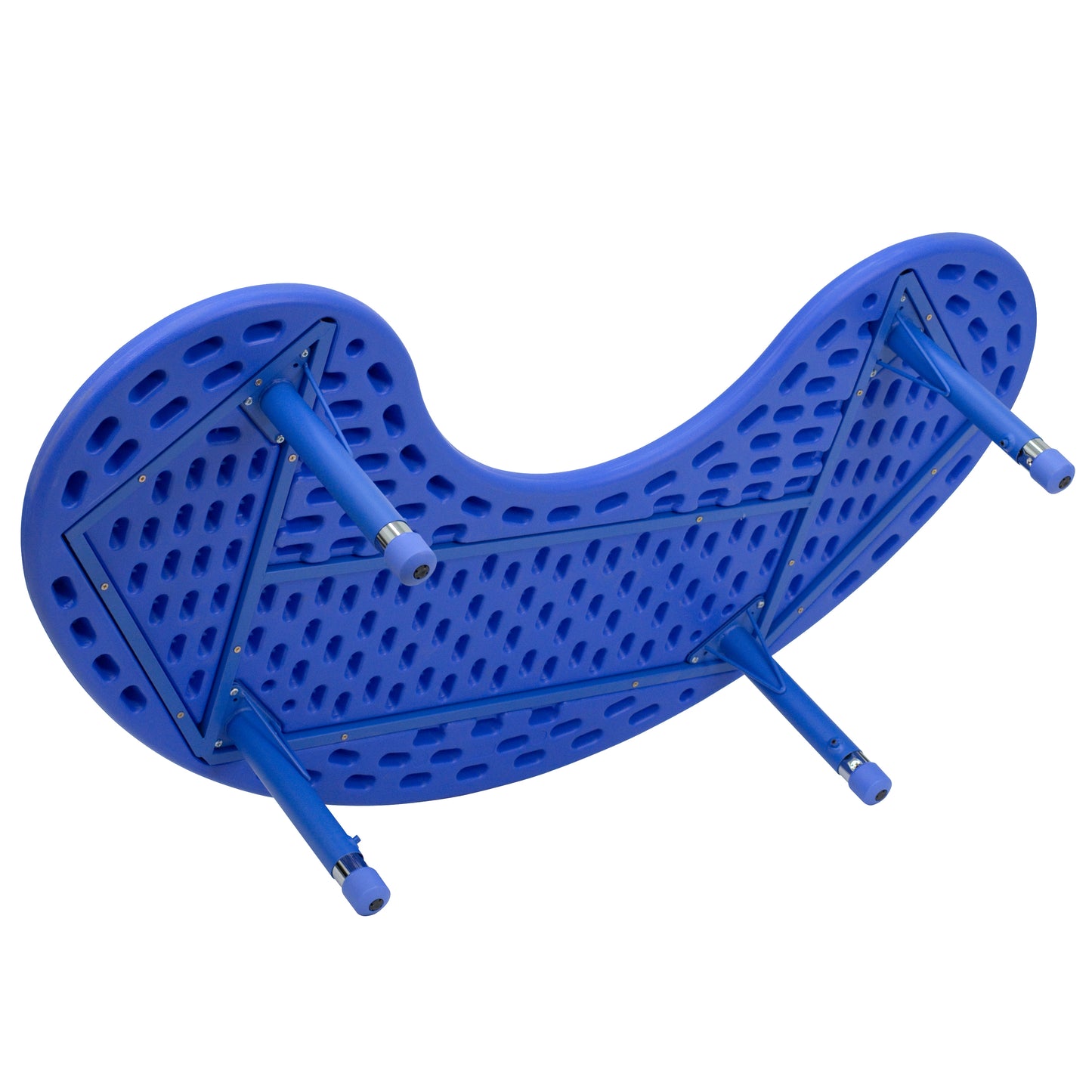 Wren 35''W x 65''L Half-Moon Blue Plastic Height Adjustable Activity Table Blue