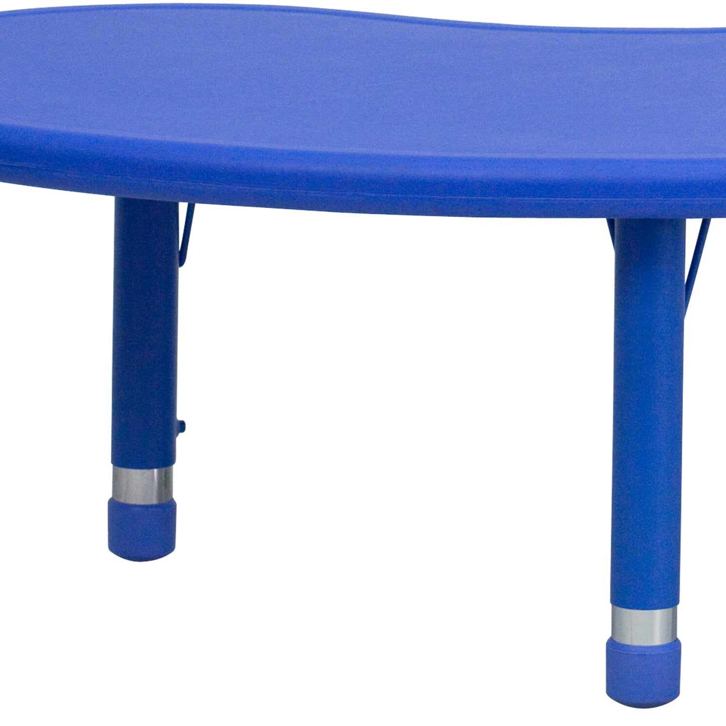 Wren 35''W x 65''L Half-Moon Blue Plastic Height Adjustable Activity Table Blue