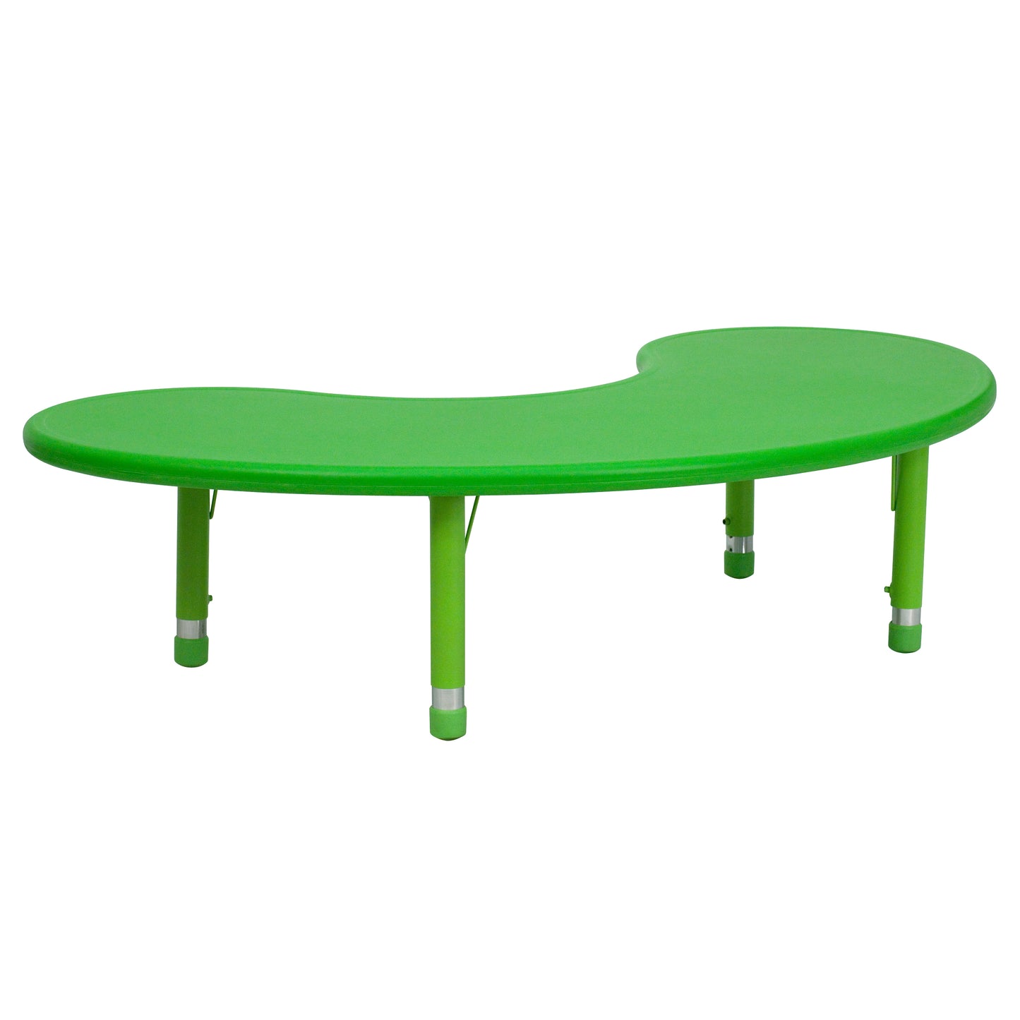Wren 35''W x 65''L Half-Moon Green Plastic Height Adjustable Activity Table Green YU-YCX-004-2-MOON-TBL-GREEN-GG