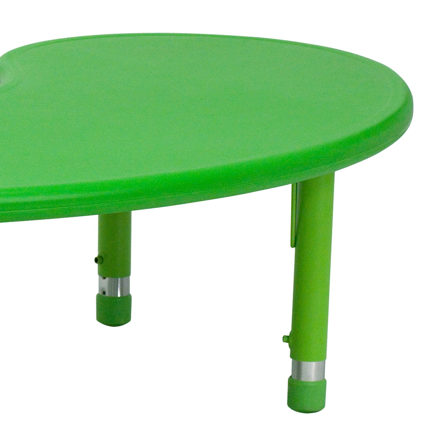 Wren 35''W x 65''L Half-Moon Green Plastic Height Adjustable Activity Table Green YU-YCX-004-2-MOON-TBL-GREEN-GG