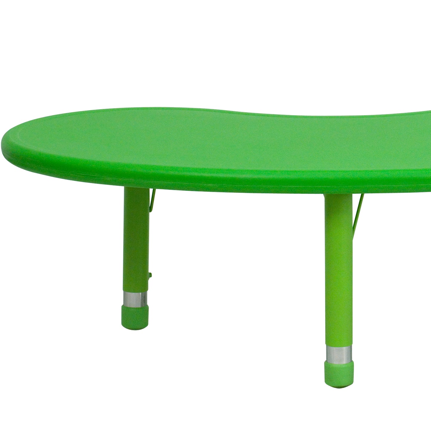 Wren 35''W x 65''L Half-Moon Green Plastic Height Adjustable Activity Table Green YU-YCX-004-2-MOON-TBL-GREEN-GG