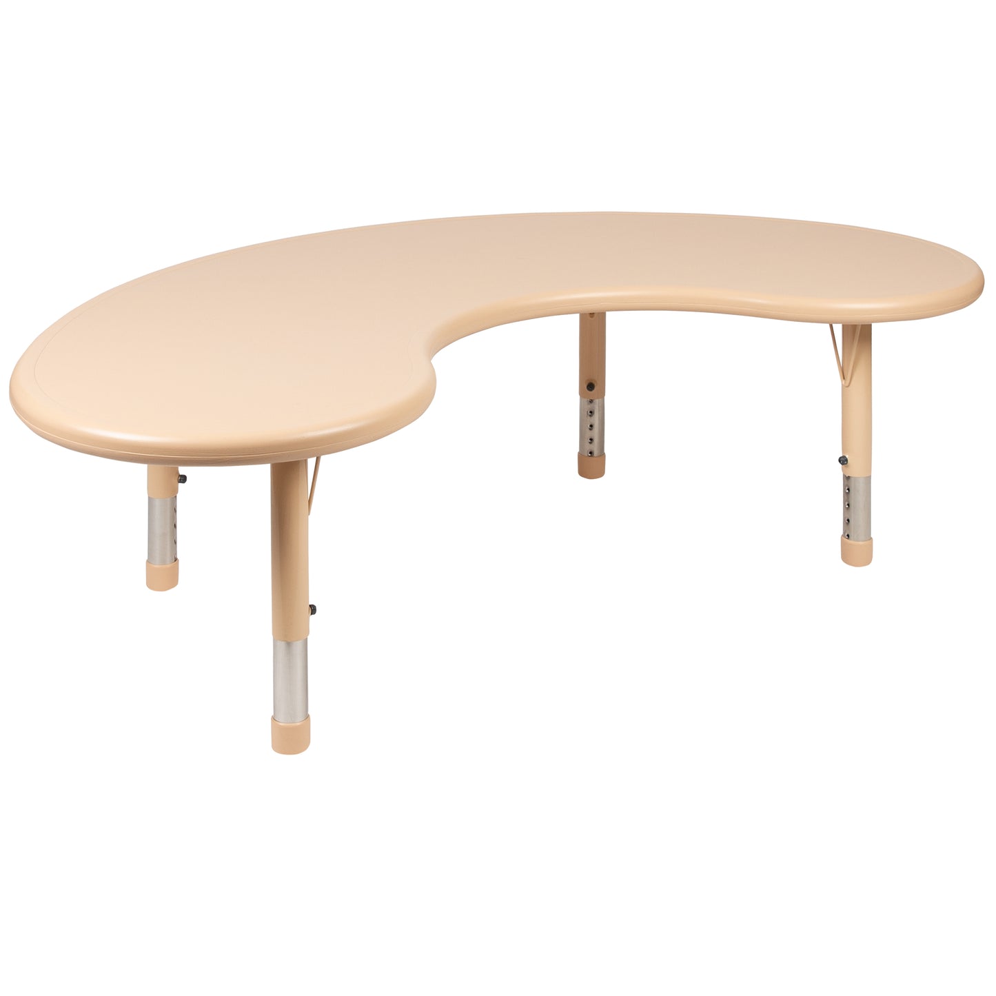 Wren 35"W x 65"L Half-Moon Natural Plastic Height Adjustable Activity Table Natural