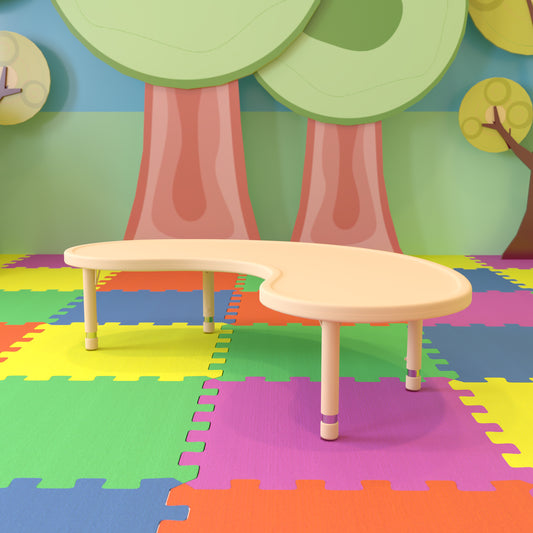 Wren 35"W x 65"L Half-Moon Natural Plastic Height Adjustable Activity Table Natural YU-YCX-004-2-MOON-TBL-NAT-GG