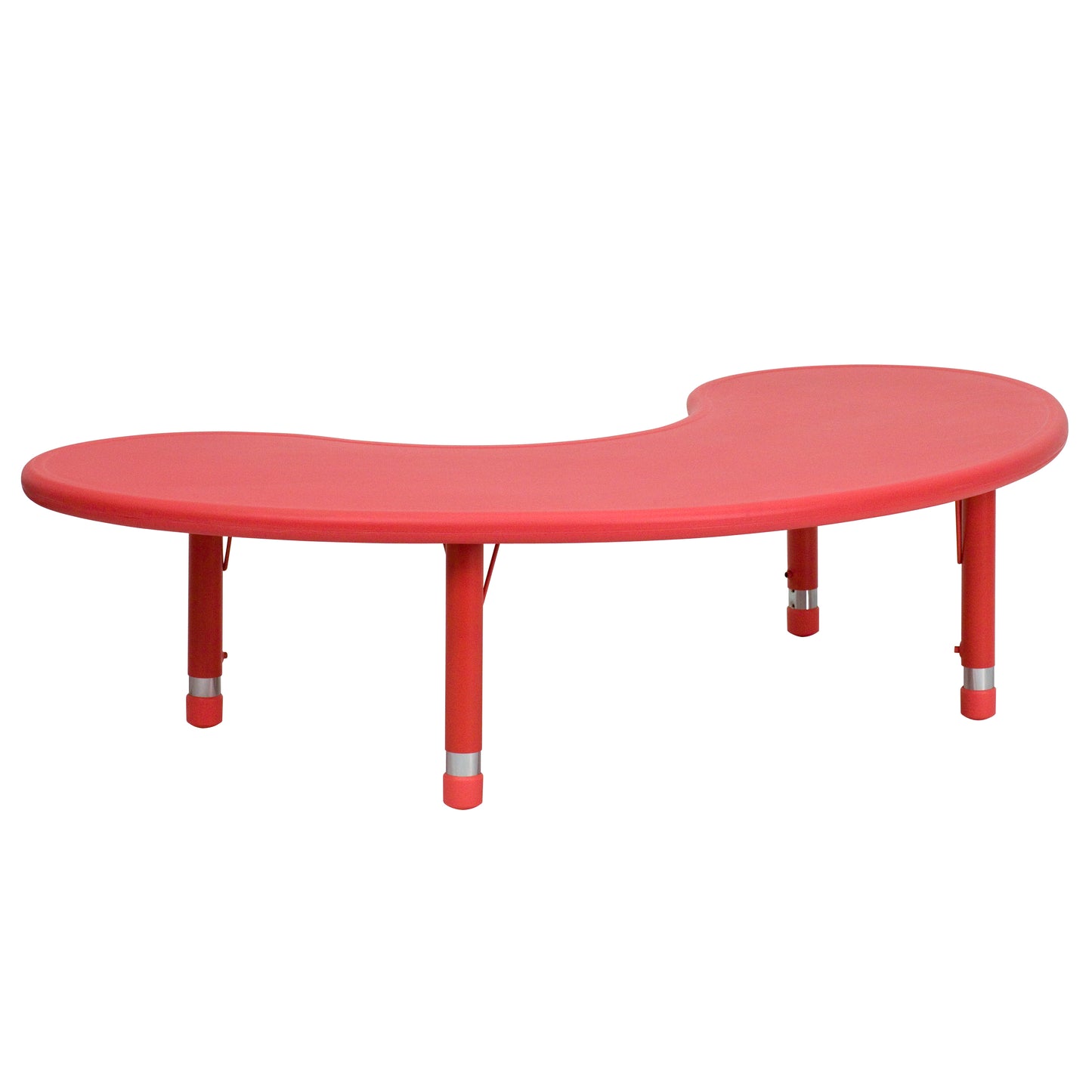 Wren 35''W x 65''L Half-Moon Red Plastic Height Adjustable Activity Table Red YU-YCX-004-2-MOON-TBL-RED-GG