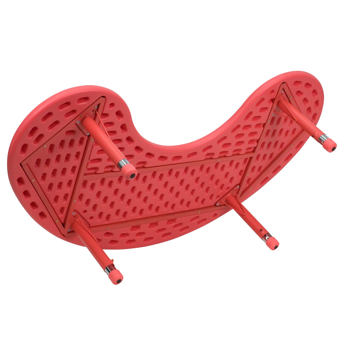 Wren 35''W x 65''L Half-Moon Red Plastic Height Adjustable Activity Table Red YU-YCX-004-2-MOON-TBL-RED-GG