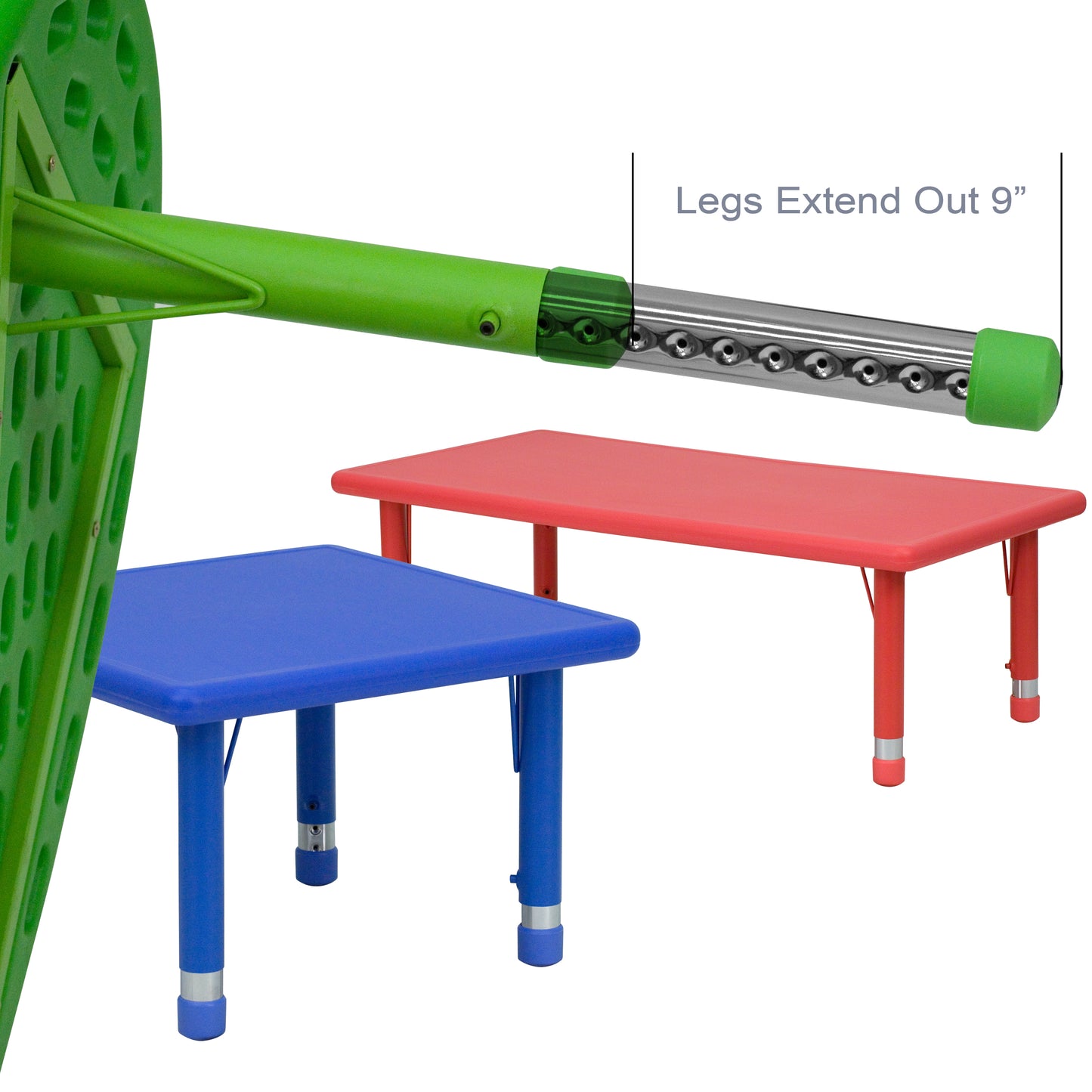 Wren 45'' Round Green Plastic Height Adjustable Activity Table Green YU-YCX-005-2-ROUND-TBL-GREEN-GG