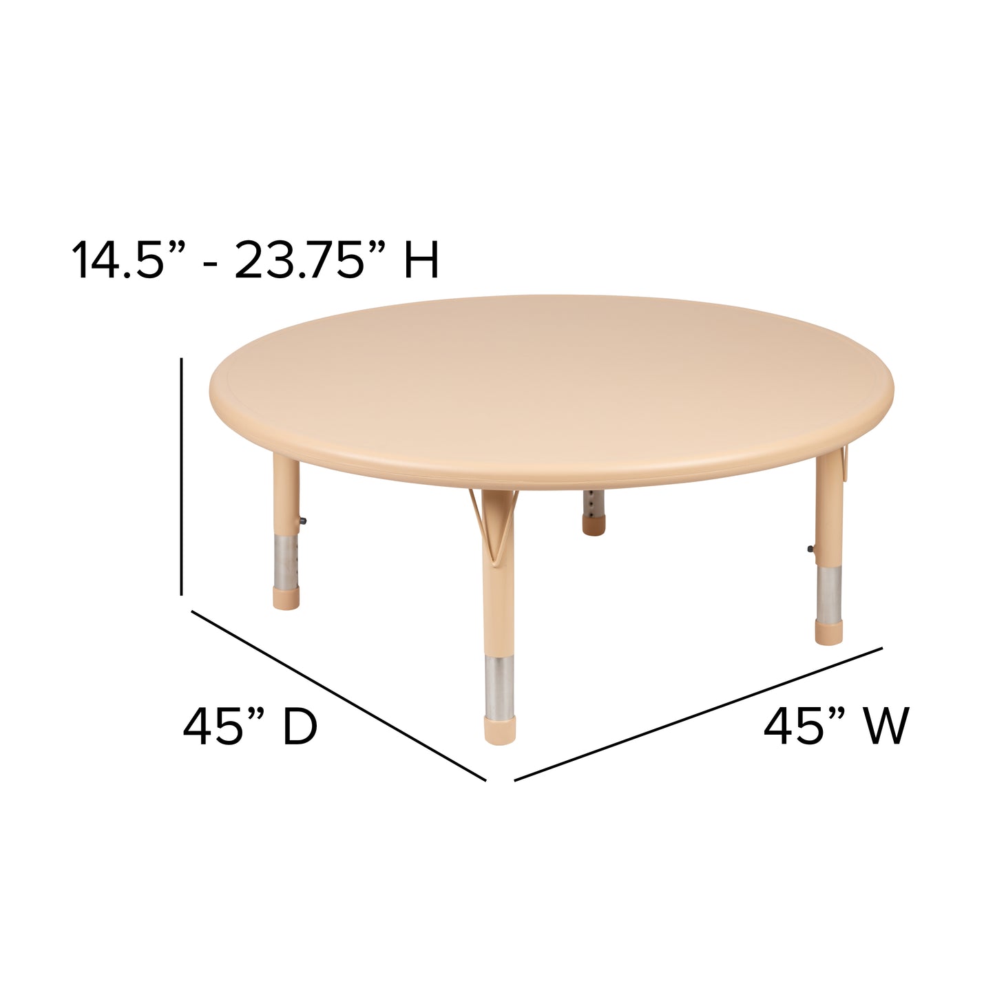 Wren 45" Round Natural Plastic Height Adjustable Activity Table Natural