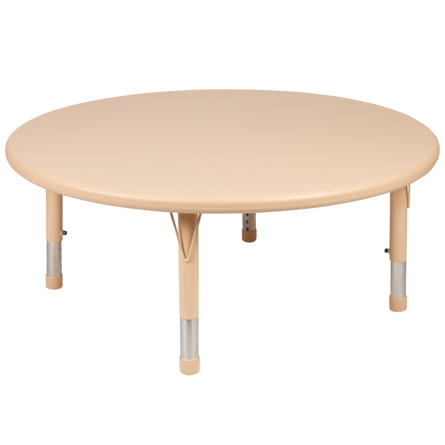 Emmy 45" Round Natural Plastic Height Adjustable Activity Table Set with 4 Chairs Natural