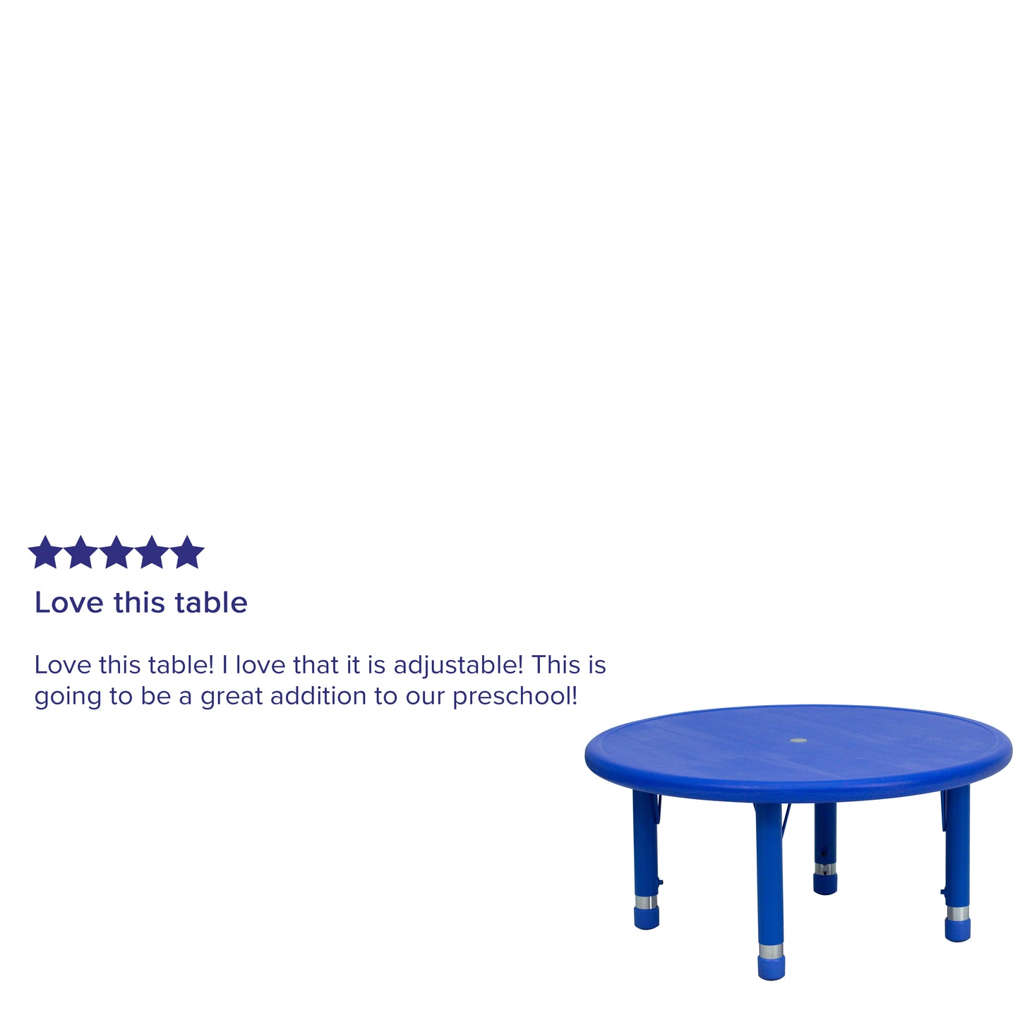 Wren 33'' Round Blue Plastic Height Adjustable Activity Table Blue