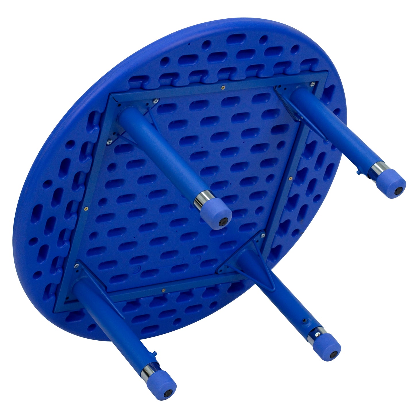 Wren 33'' Round Blue Plastic Height Adjustable Activity Table Blue