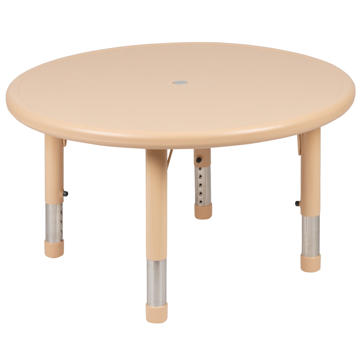 Emmy 33" Round Natural Plastic Height Adjustable Activity Table Set with 2 Chairs Natural YU-YCX-0073-2-ROUND-TBL-NAT-R-GG