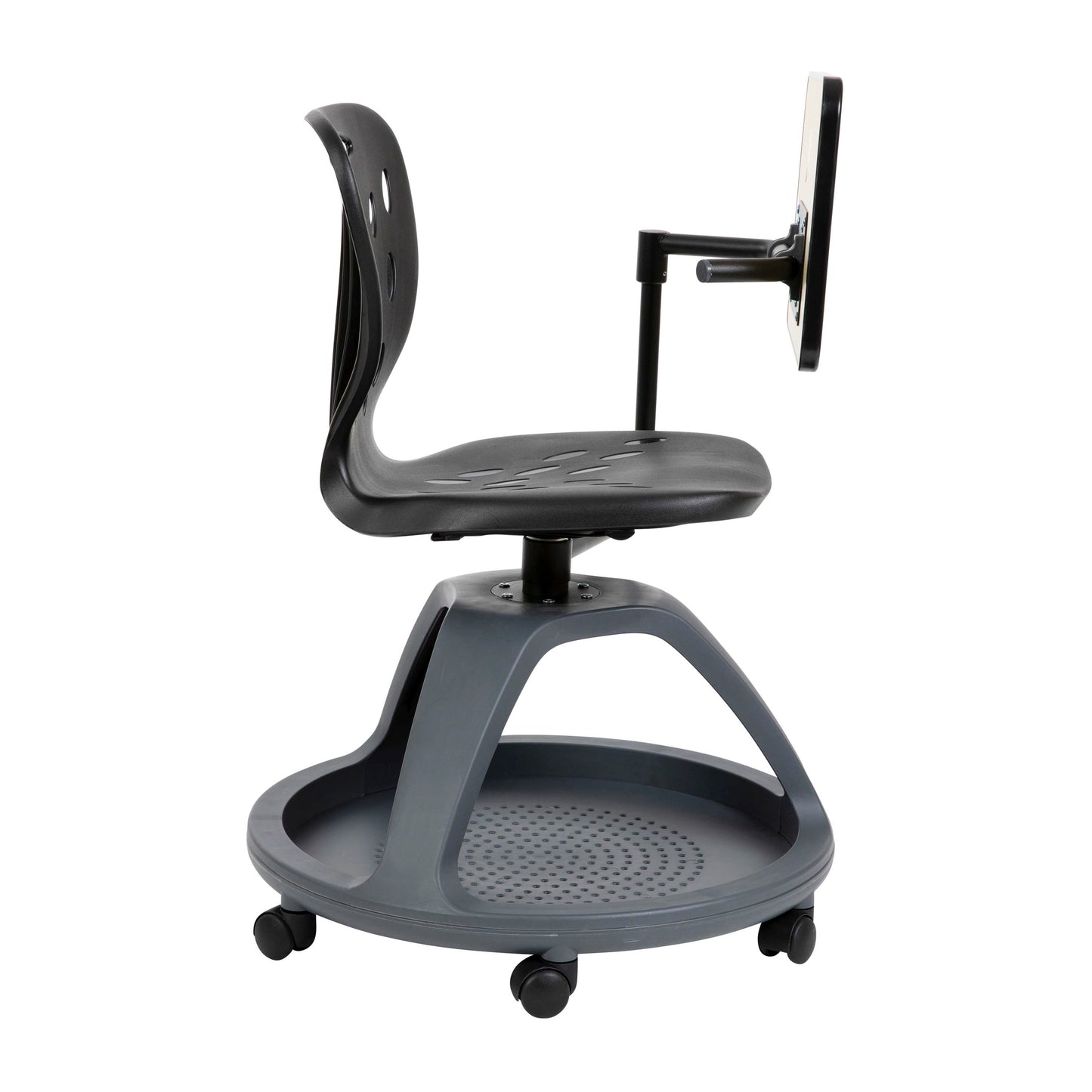 Laikyn Black Mobile Desk Chair with 360 Degree Tablet Rotation and Under Seat Storage Cubby Black