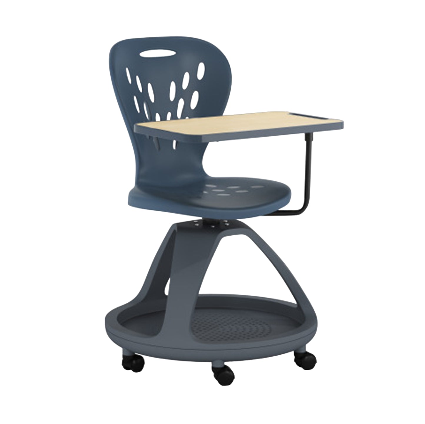 Laikyn Dark Gray Mobile Desk Chair with 360 Degree Tablet Rotation and Under Seat Storage Cubby Dark Gray
