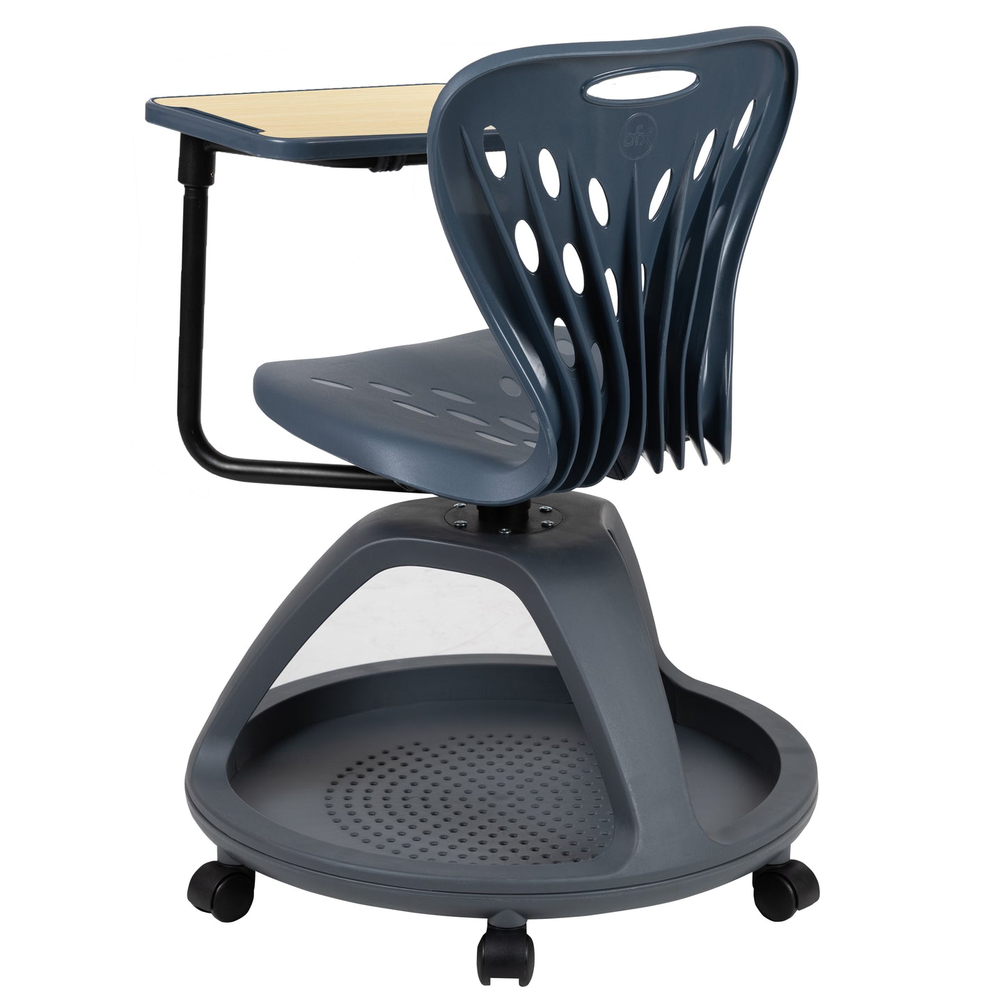 Laikyn Dark Gray Mobile Desk Chair with 360 Degree Tablet Rotation and Under Seat Storage Cubby Dark Gray
