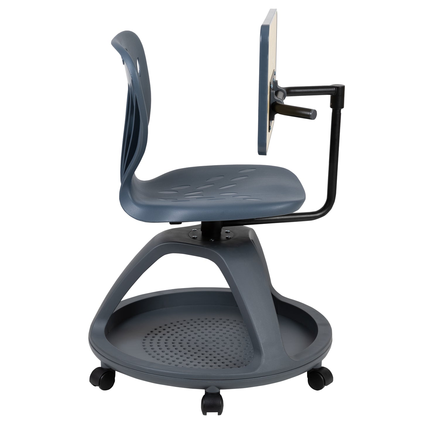 Laikyn Dark Gray Mobile Desk Chair with 360 Degree Tablet Rotation and Under Seat Storage Cubby Dark Gray