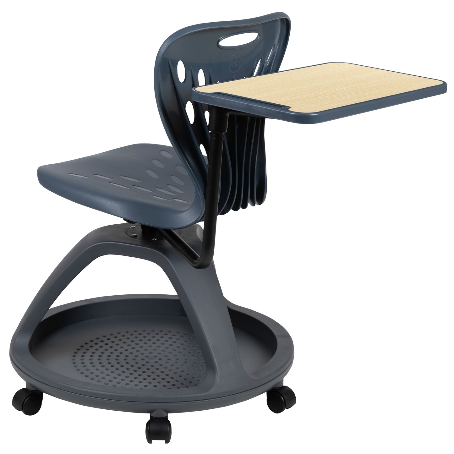 Laikyn Dark Gray Mobile Desk Chair with 360 Degree Tablet Rotation and Under Seat Storage Cubby Dark Gray
