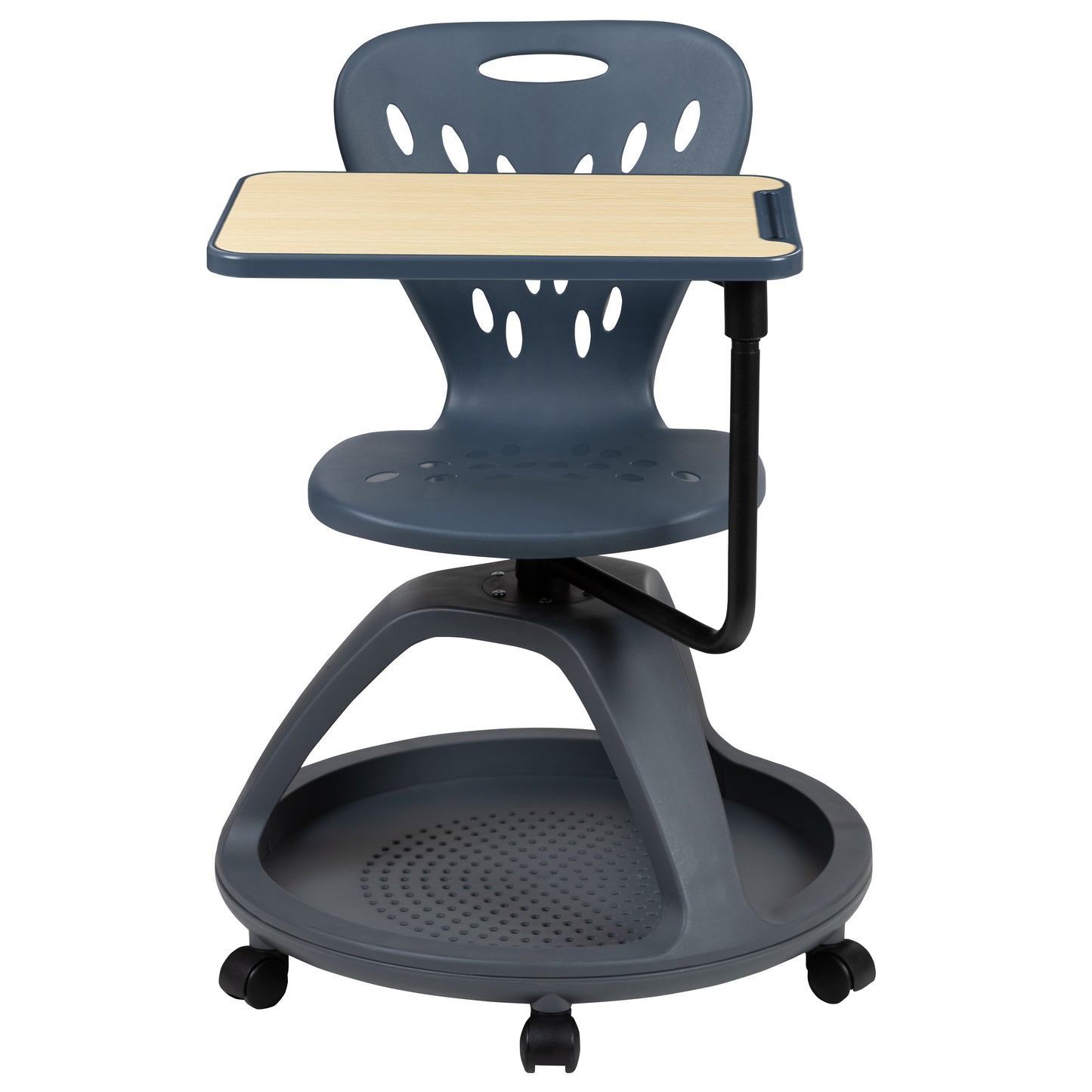 Laikyn Dark Gray Mobile Desk Chair with 360 Degree Tablet Rotation and Under Seat Storage Cubby Dark Gray