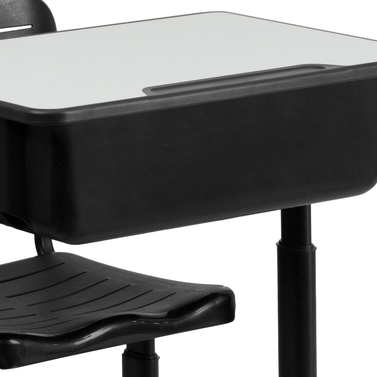Nila Adjustable Height Student Desk and Chair with Black Pedestal Frame Grey