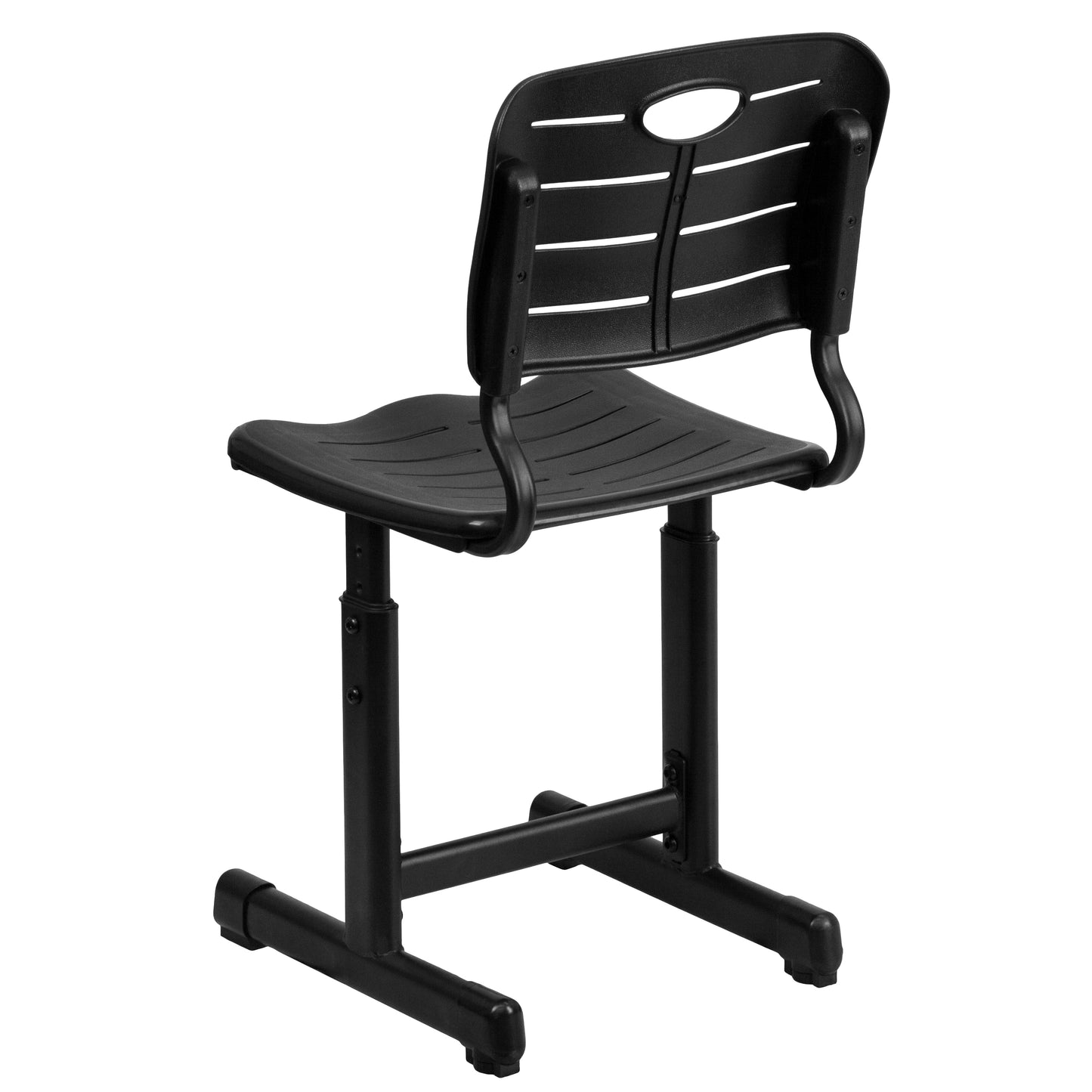 Nila Adjustable Height Black Student Chair with Black Pedestal Frame for School, Classroom, Remote Learning Black YU-YCX-09010-GG
