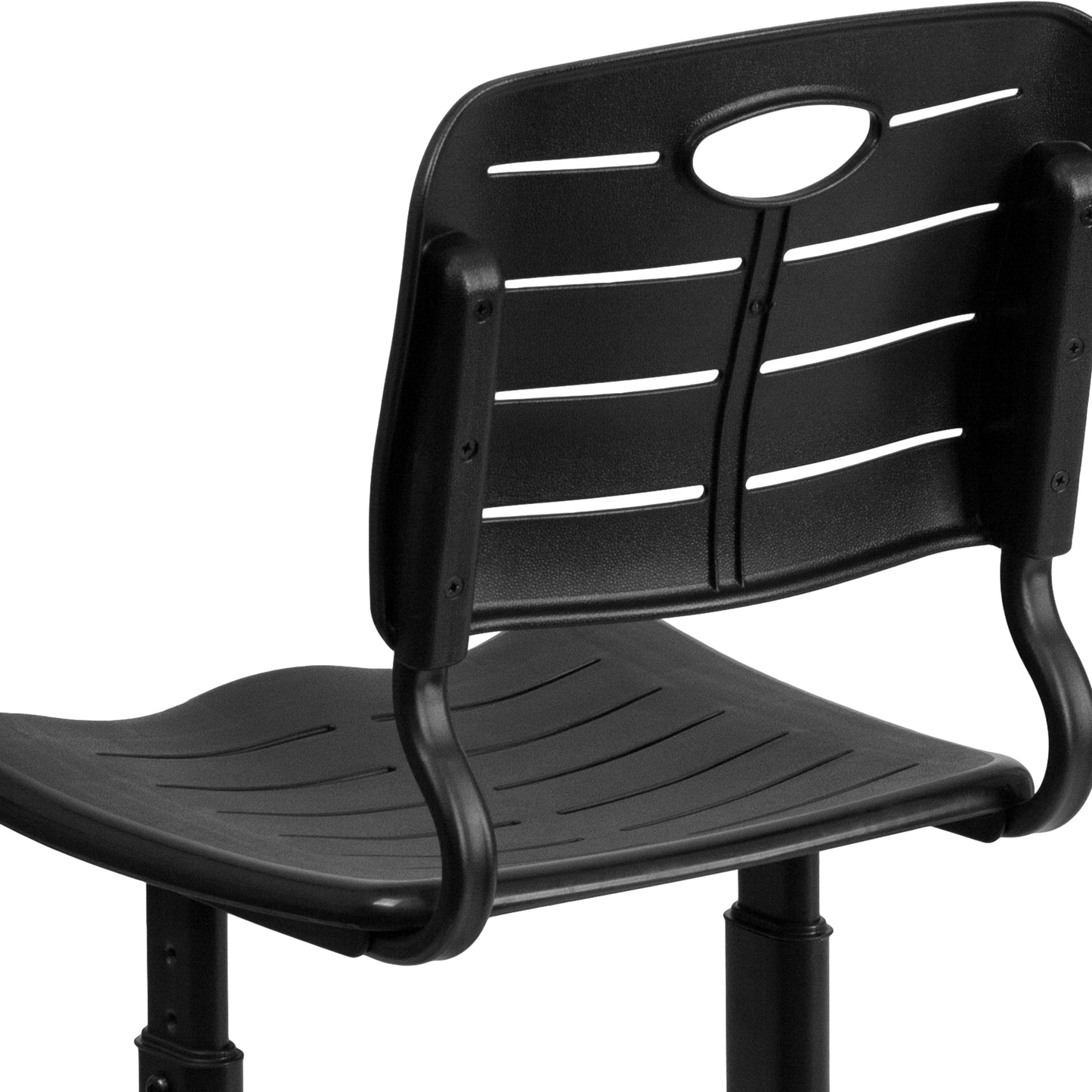 Nila Adjustable Height Black Student Chair with Black Pedestal Frame for School, Classroom, Remote Learning Black YU-YCX-09010-GG