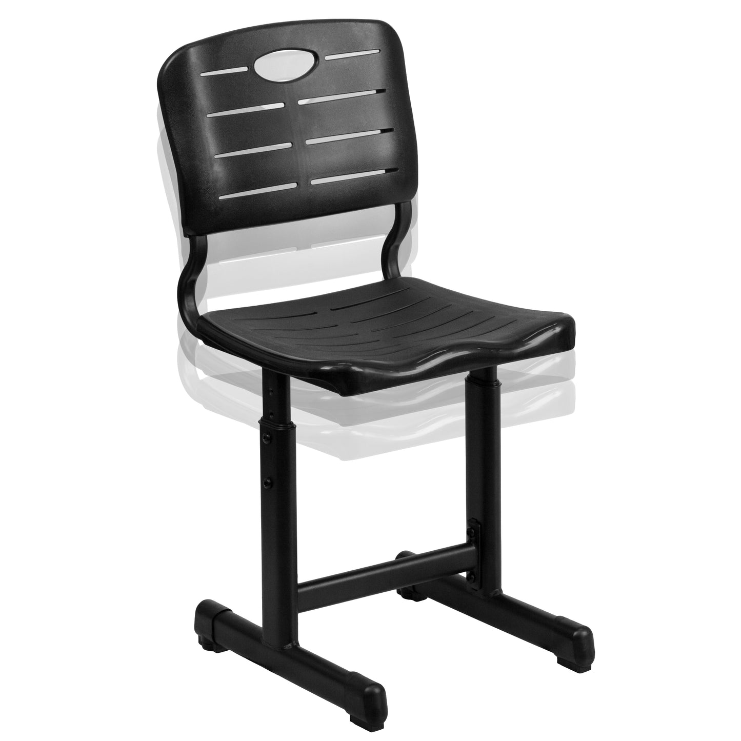 Nila Adjustable Height Black Student Chair with Black Pedestal Frame for School, Classroom, Remote Learning Black YU-YCX-09010-GG