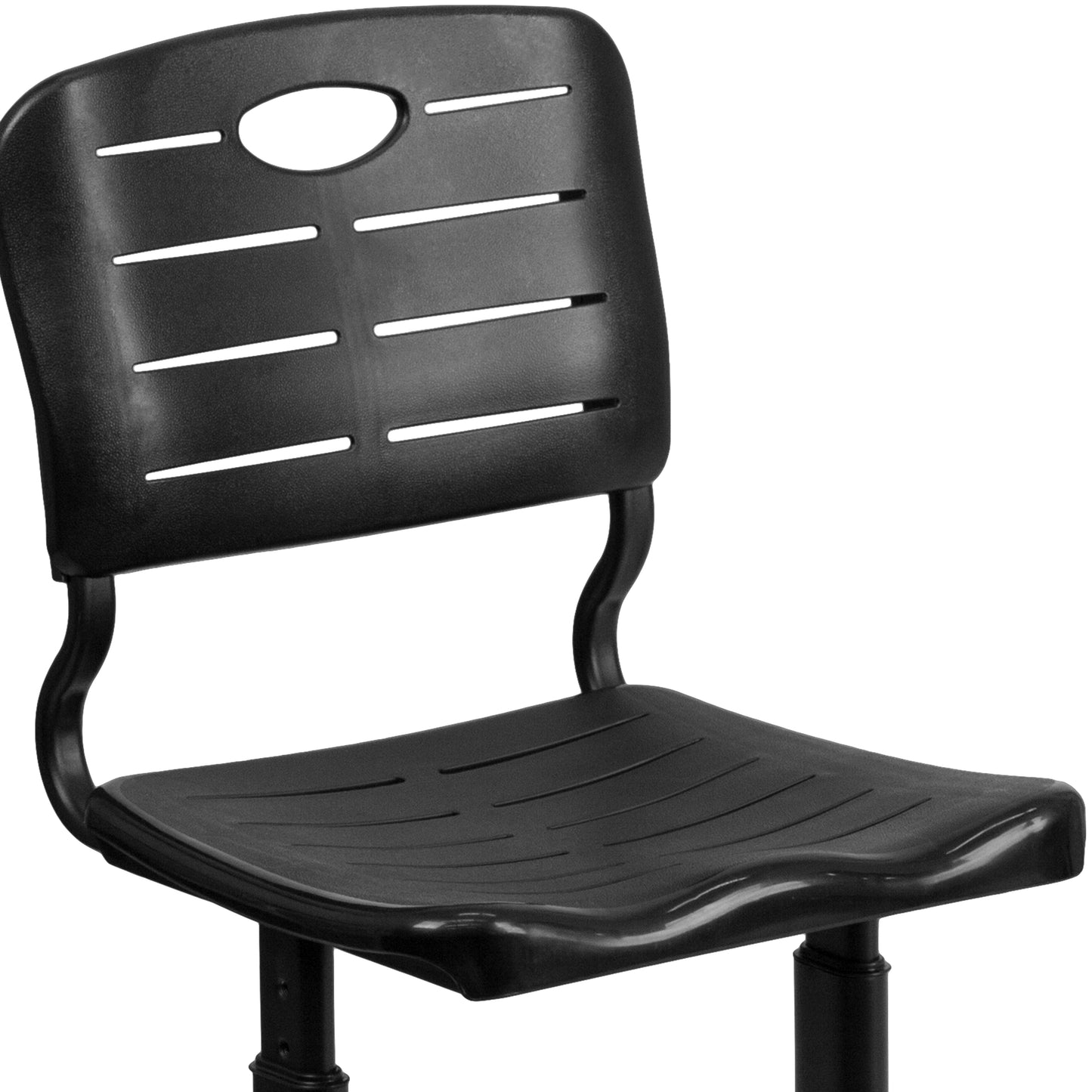 Nila Adjustable Height Black Student Chair with Black Pedestal Frame for School, Classroom, Remote Learning Black YU-YCX-09010-GG
