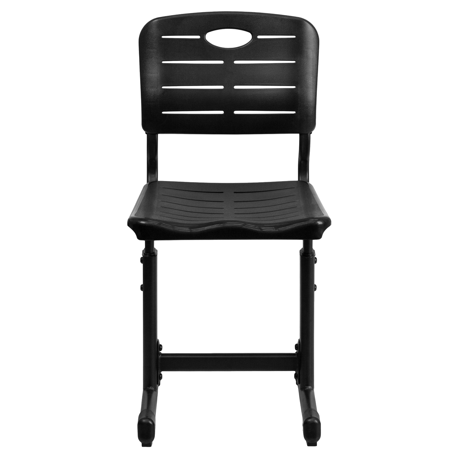 Nila Adjustable Height Black Student Chair with Black Pedestal Frame for School, Classroom, Remote Learning Black YU-YCX-09010-GG
