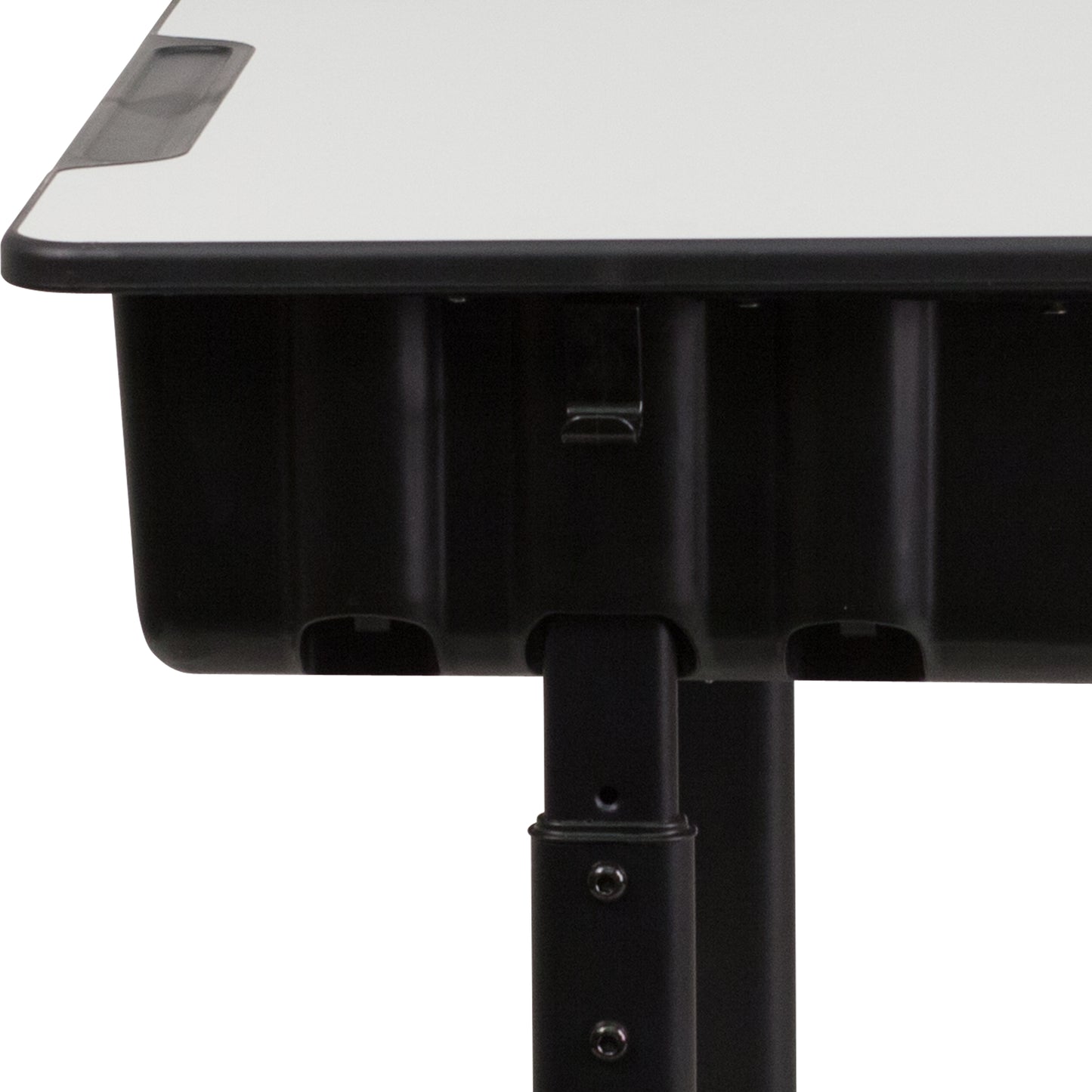 Billie Student Desk with Grey Top and Adjustable Height Black Pedestal Frame Grey