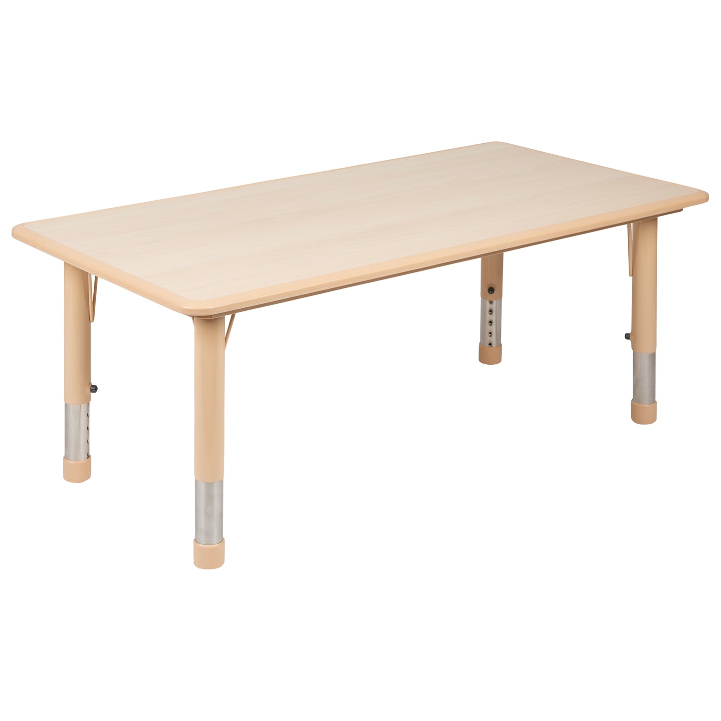 Emmy Adjustable Kids Activity Table Set – 23.6" x 47.25" Natural Plastic Table with 4 Natural Chairs – Classroom & Daycare Table for Toddlers & Kids Natural