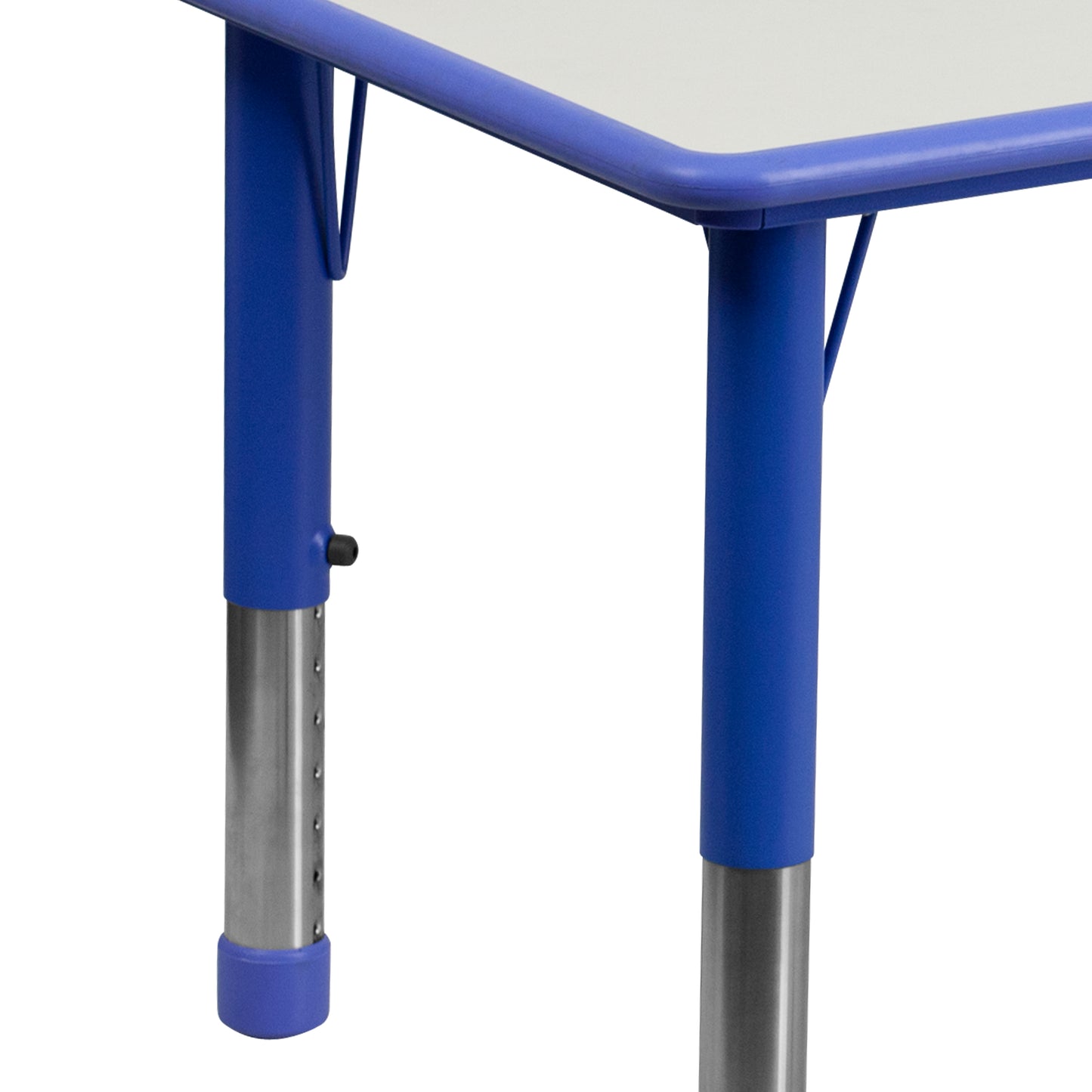 Emmy Adjustable Kids Activity Table Set – 23.6" x 47.25" Blue/Gray Plastic Table with 6 Blue Chairs – Classroom & Daycare Table for Toddlers & Kids Blue