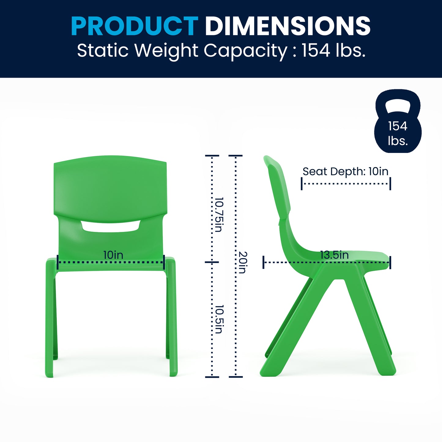Emmy Adjustable Kids Activity Table Set – 23.6" x 47.25" Green/Gray Plastic Table with 6 Green Chairs – Classroom & Daycare Table for Toddlers & Kids Green