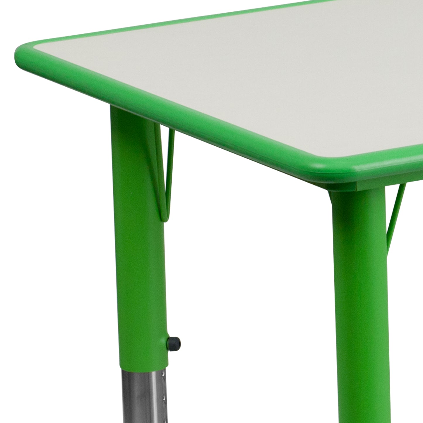 Wren Adjustable Height Kids Activity Table, Green/Gray Plastic, 23.6"W x 47.25"L, Rectangular, Table Only Green