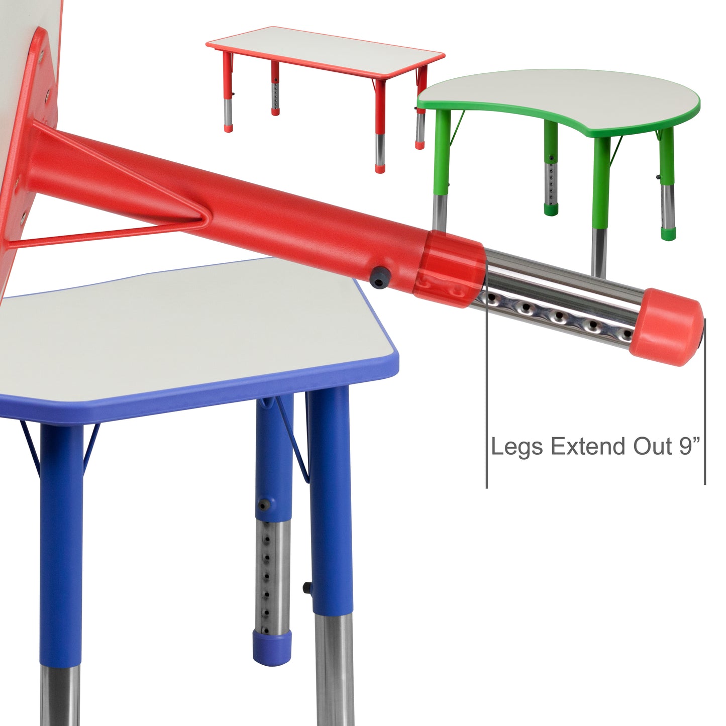 Wren Adjustable Height Kids Activity Table, Red/Gray Plastic, 23.6"W x 47.25"L, Rectangular, Table Only Red