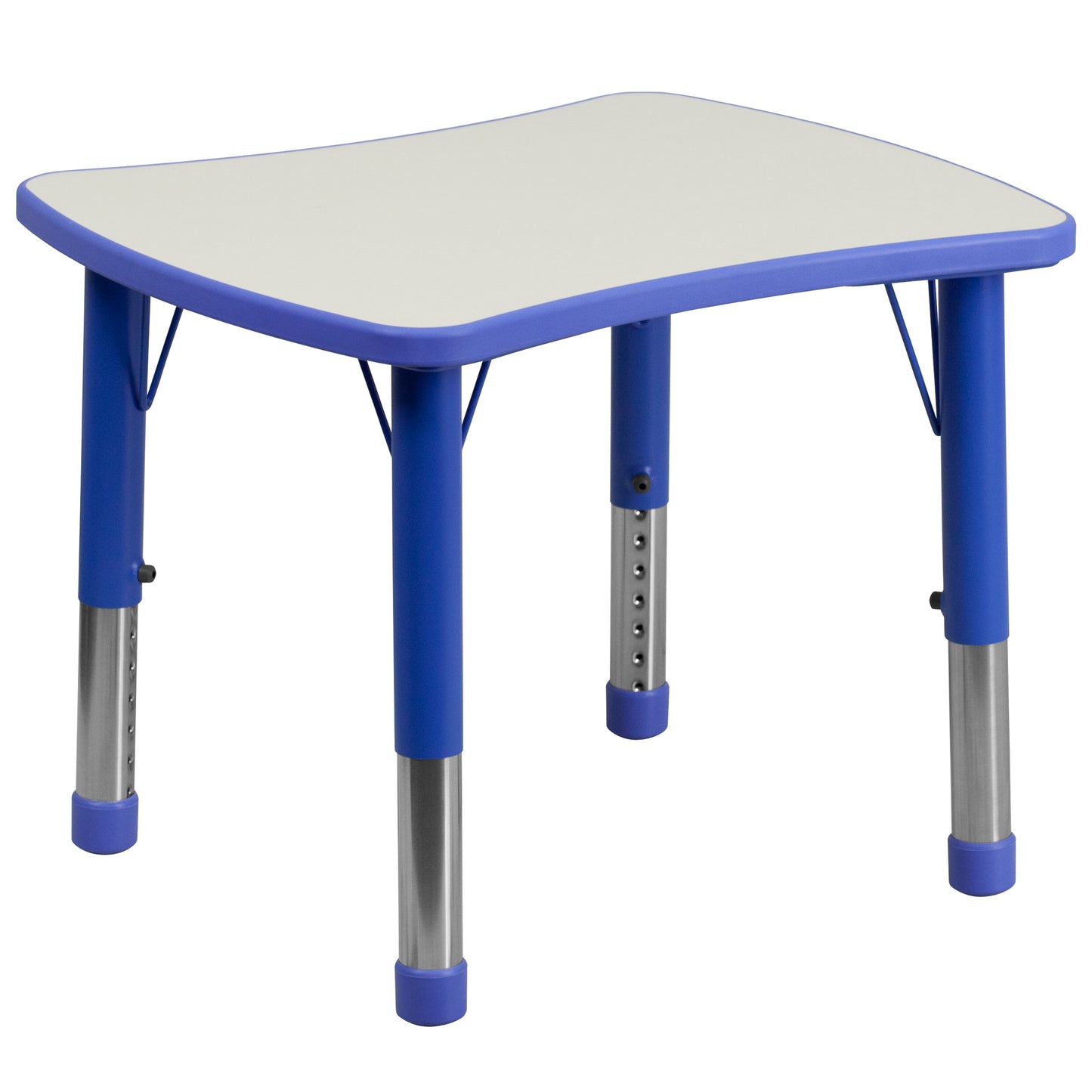 Wren 21.875''W x 26.625''L Rectangular Blue Plastic Height Adjustable Activity Table with Grey Top Blue