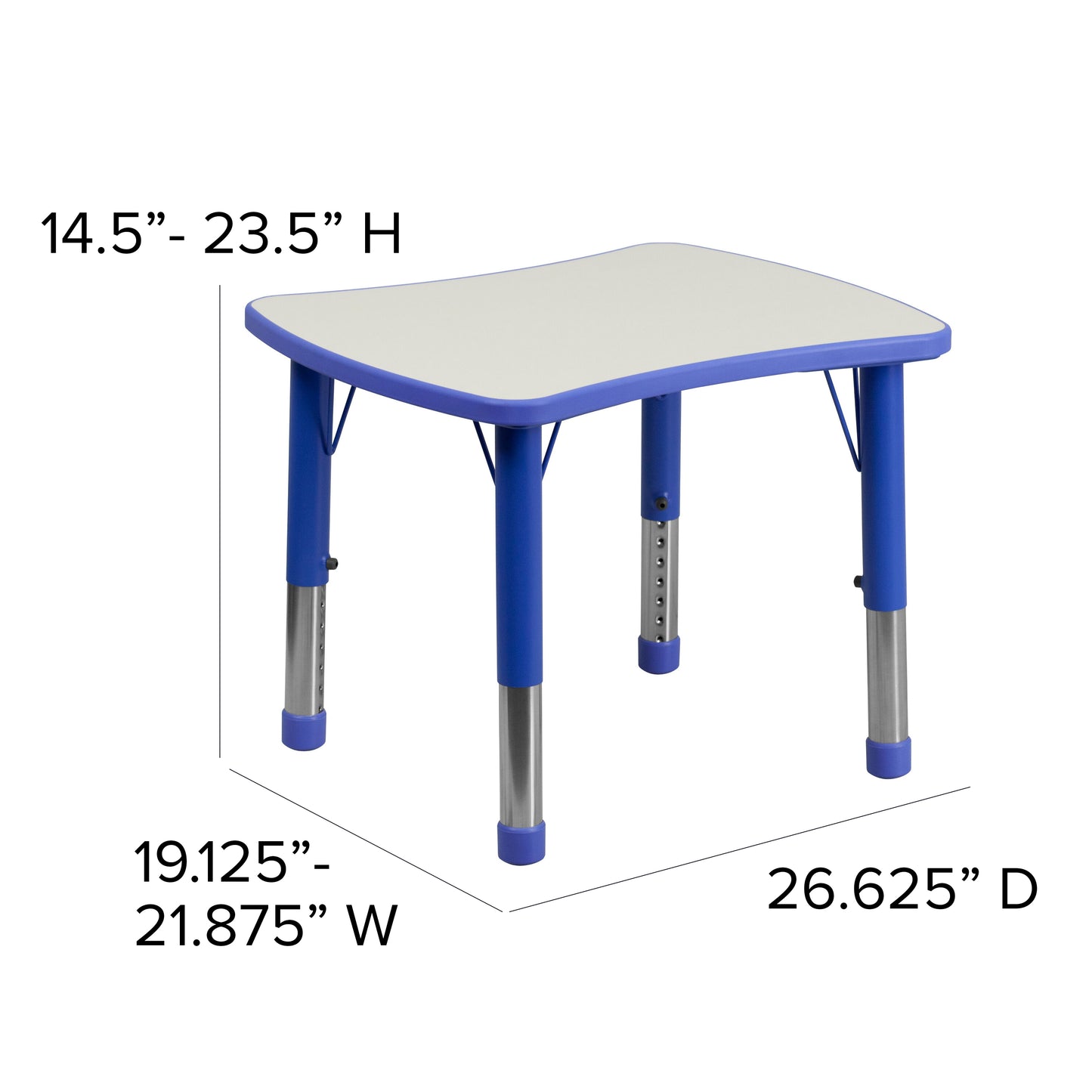Wren 21.875''W x 26.625''L Rectangular Blue Plastic Height Adjustable Activity Table with Grey Top Blue