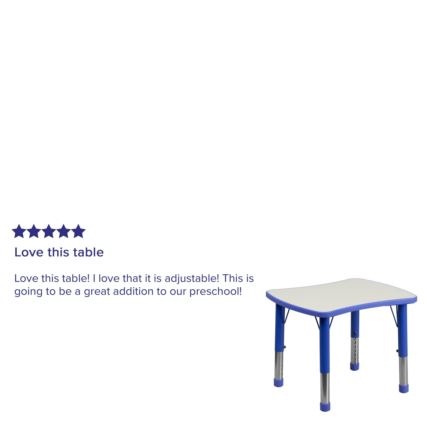 Wren 21.875''W x 26.625''L Rectangular Blue Plastic Height Adjustable Activity Table with Grey Top Blue