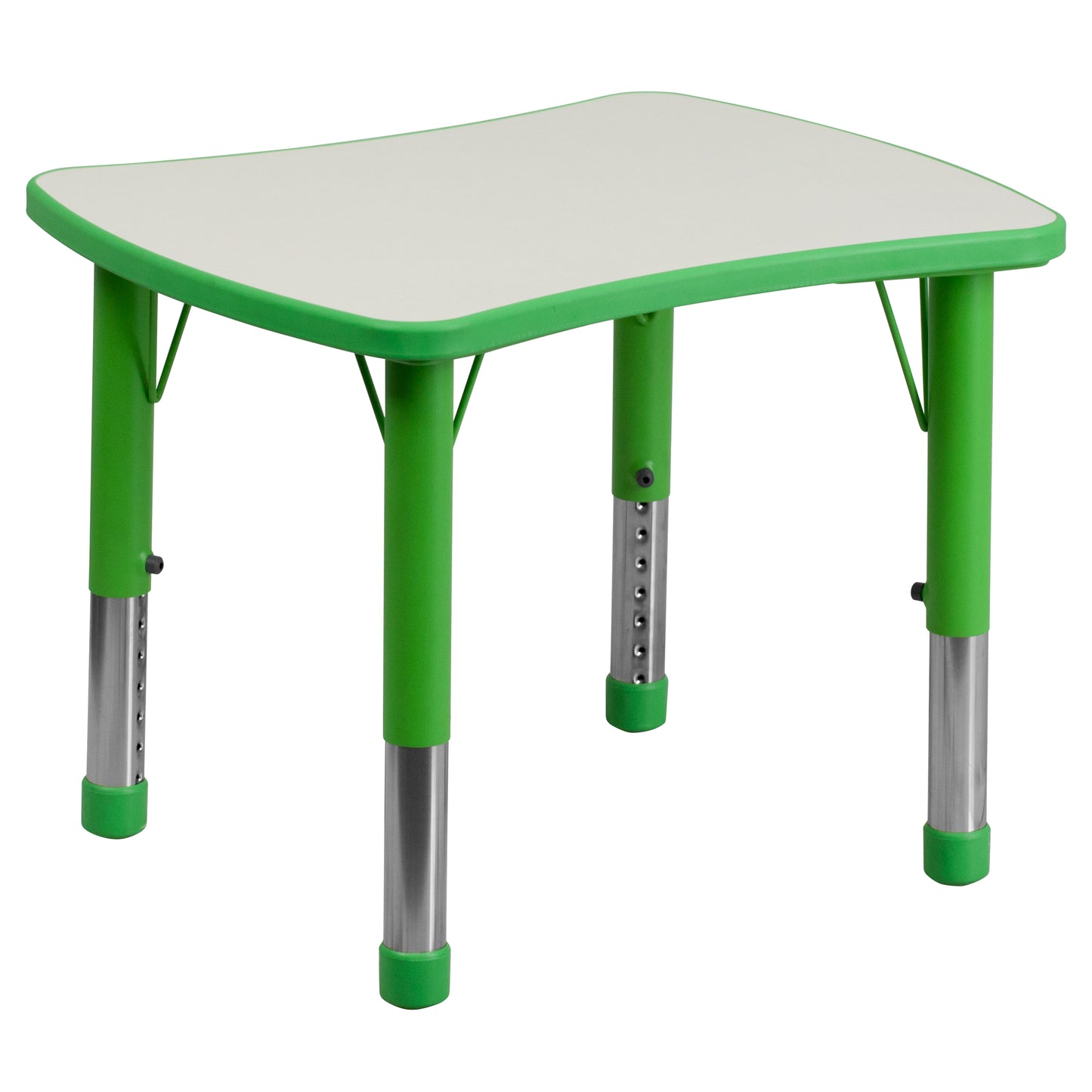 Wren 21.875''W x 26.625''L Rectangular Green Plastic Height Adjustable Activity Table with Grey Top Green