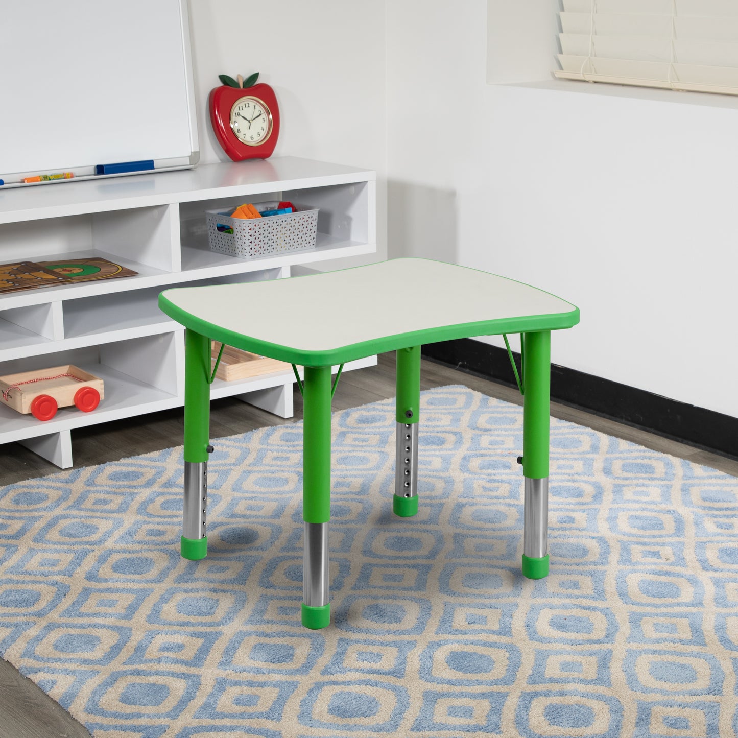 Wren 21.875''W x 26.625''L Rectangular Green Plastic Height Adjustable Activity Table with Grey Top Green