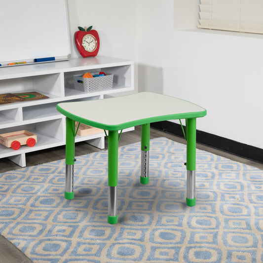 Wren 21.875''W x 26.625''L Rectangular Green Plastic Height Adjustable Activity Table with Grey Top Green YU-YCY-098-RECT-TBL-GREEN-GG