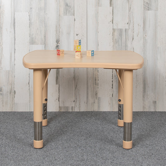 Wren 21.875"W x 26.625"L Rectangular Natural Plastic Height Adjustable Activity Table Natural YU-YCY-098-RECT-TBL-NAT-GG