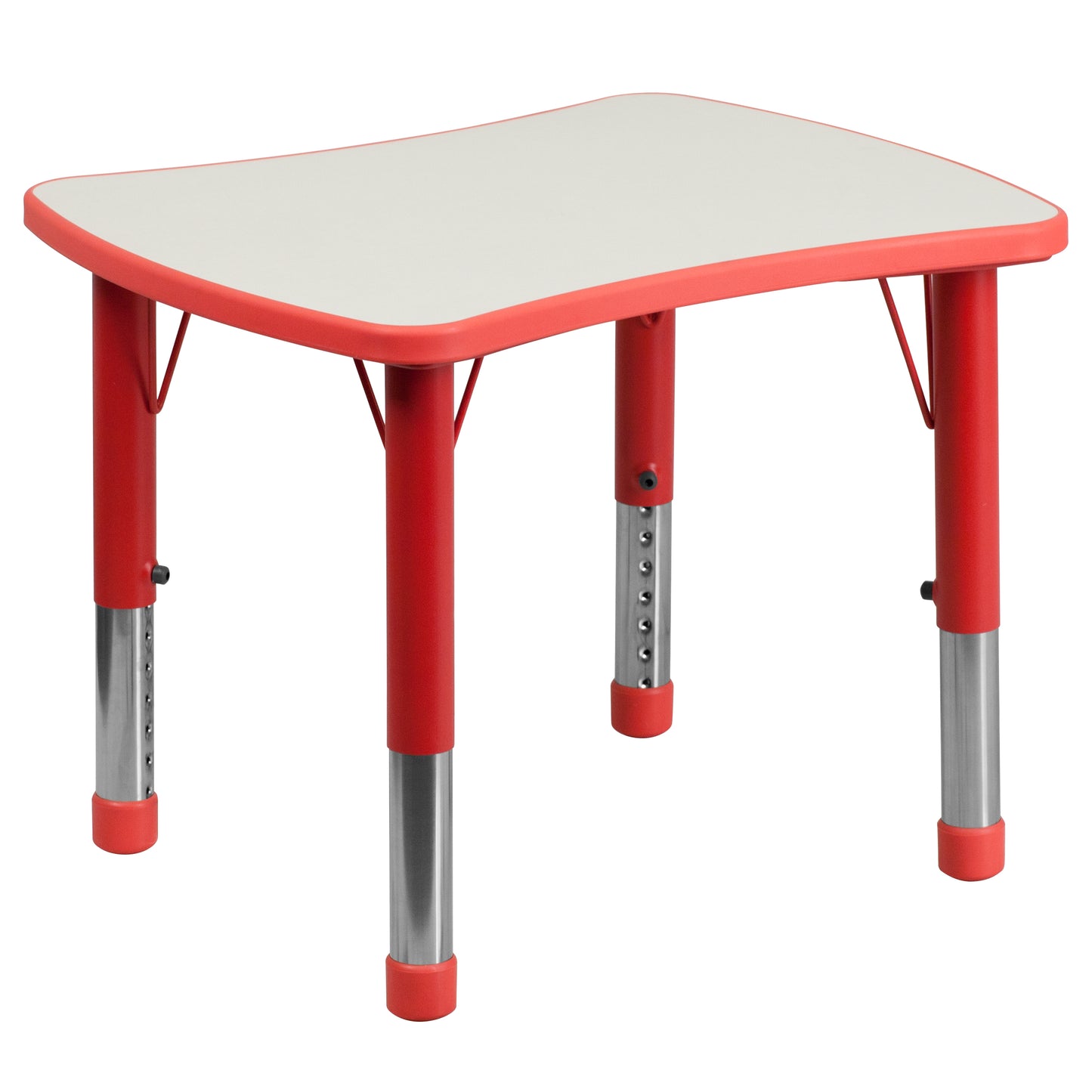 Wren 21.875''W x 26.625''L Rectangular Red Plastic Height Adjustable Activity Table with Grey Top Red