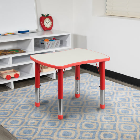 Wren 21.875''W x 26.625''L Rectangular Red Plastic Height Adjustable Activity Table with Grey Top Red YU-YCY-098-RECT-TBL-RED-GG