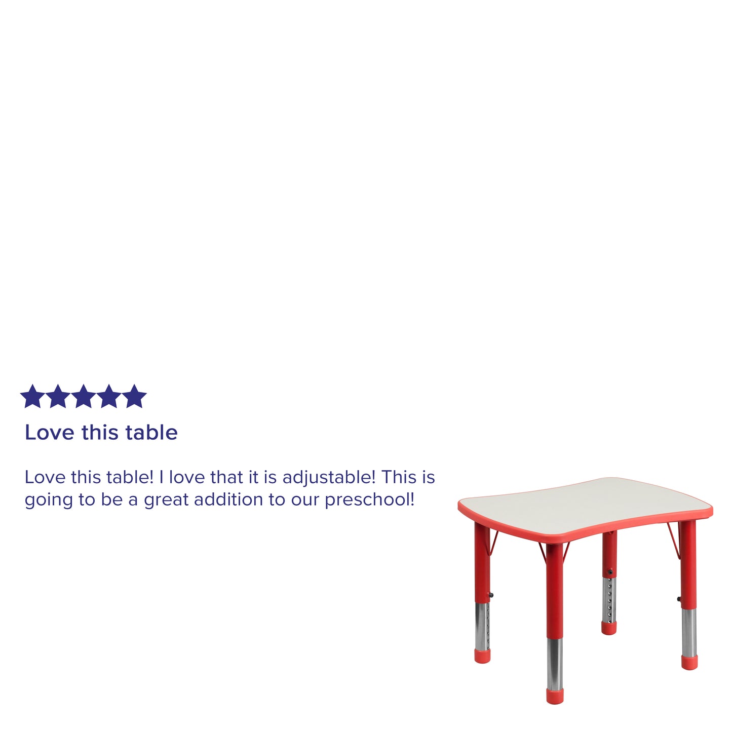 Wren 21.875''W x 26.625''L Rectangular Red Plastic Height Adjustable Activity Table with Grey Top Red
