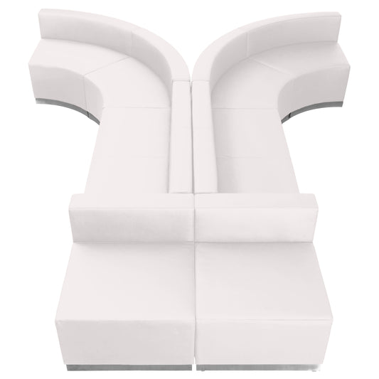 HERCULES Alon Series Melrose White LeatherSoft Reception Configuration, 8 Pieces Melrose White