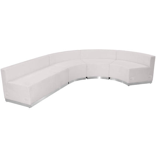 HERCULES Alon Series Melrose White LeatherSoft Reception Configuration, 4 Pieces Melrose White