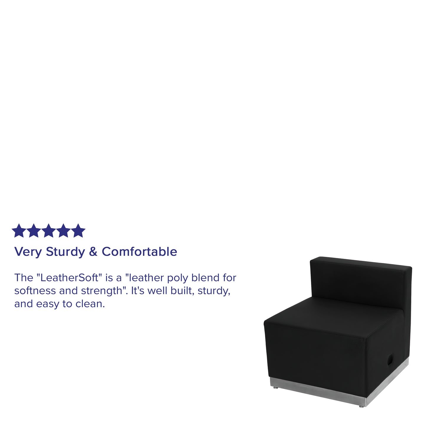 HERCULES Alon Series Black LeatherSoft Chair with Brushed Stainless Steel Base Black