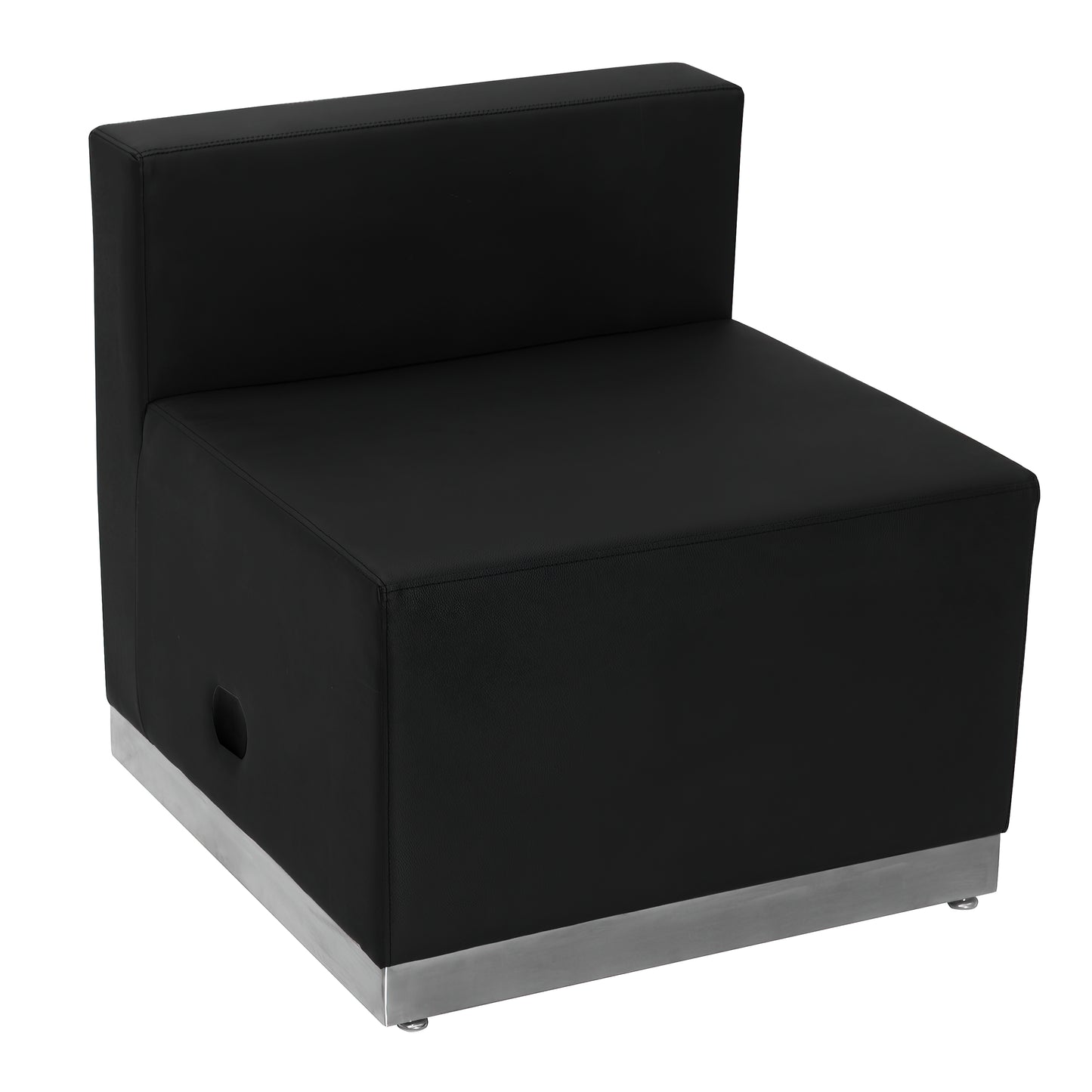 HERCULES Alon Series Black LeatherSoft Chair with Brushed Stainless Steel Base Black