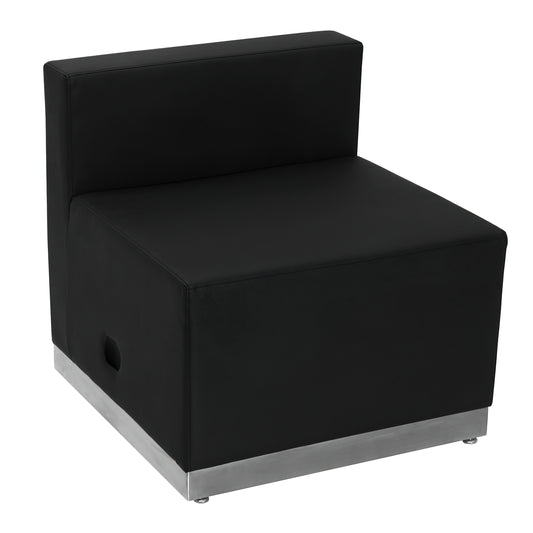HERCULES Alon Series Black LeatherSoft Chair with Brushed Stainless Steel Base Black