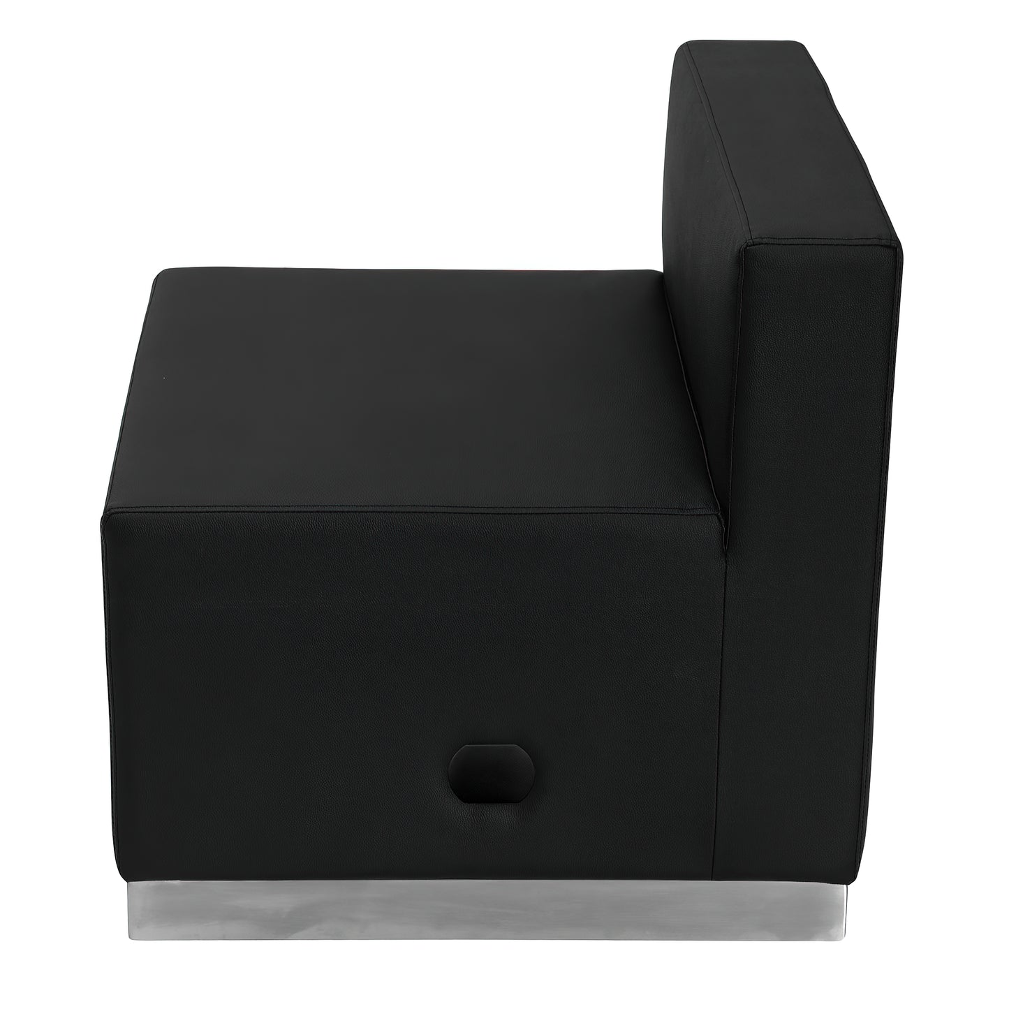 HERCULES Alon Series Black LeatherSoft Chair with Brushed Stainless Steel Base Black