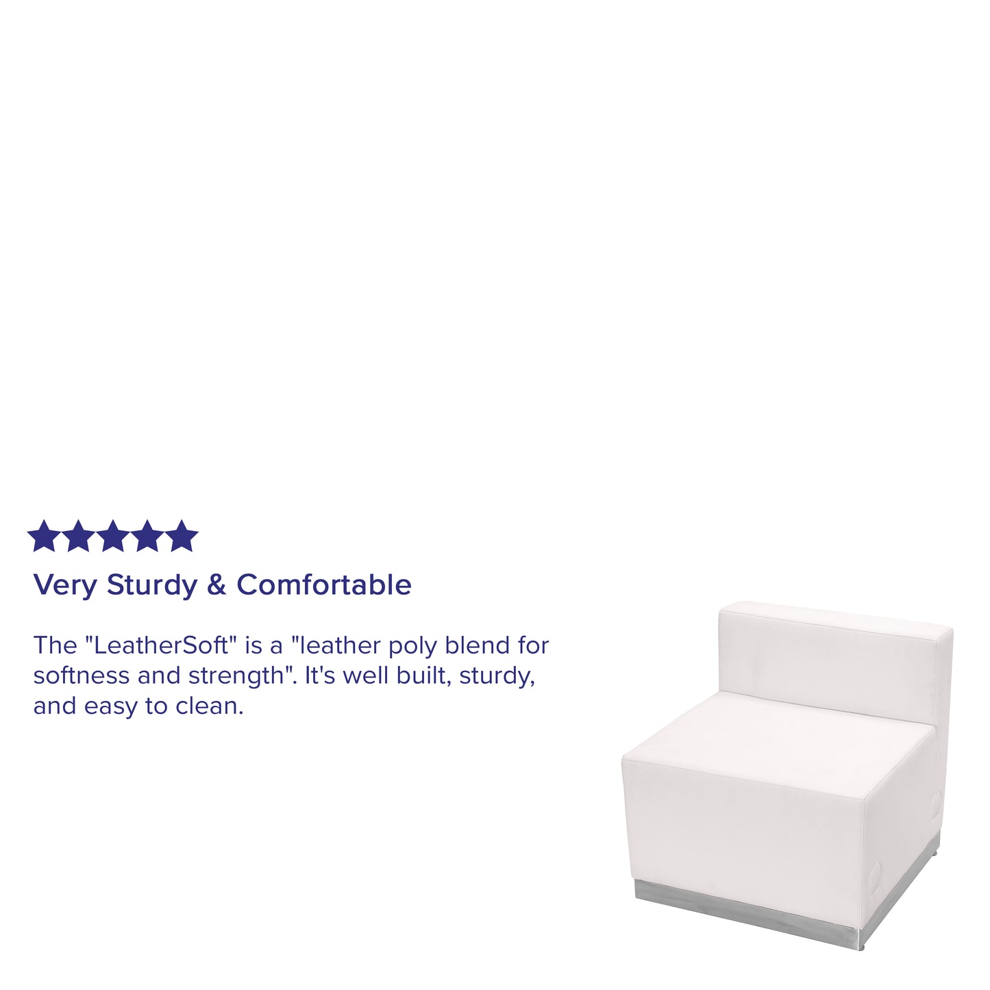HERCULES Alon Series Melrose White LeatherSoft Chair with Brushed Stainless Steel Base Melrose White